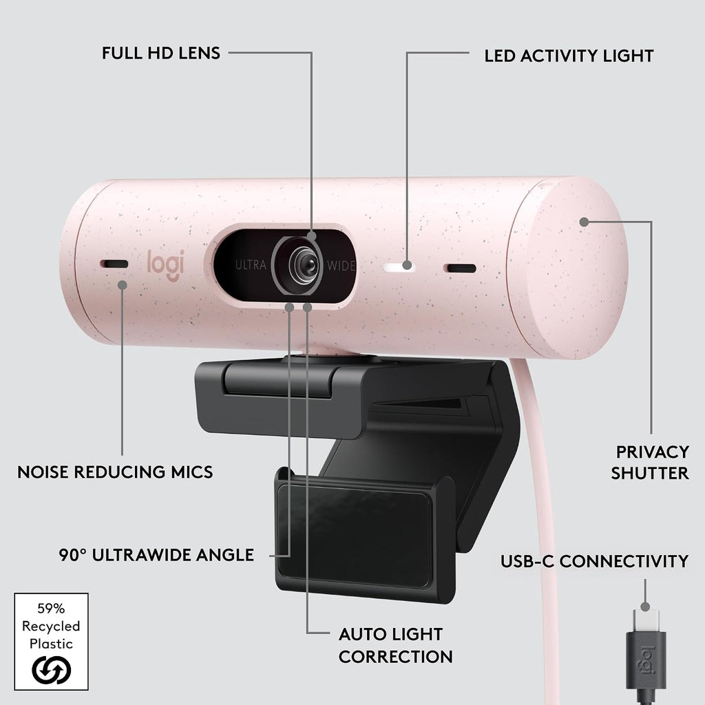 Logitech BRIO 500 Webcam — Rose