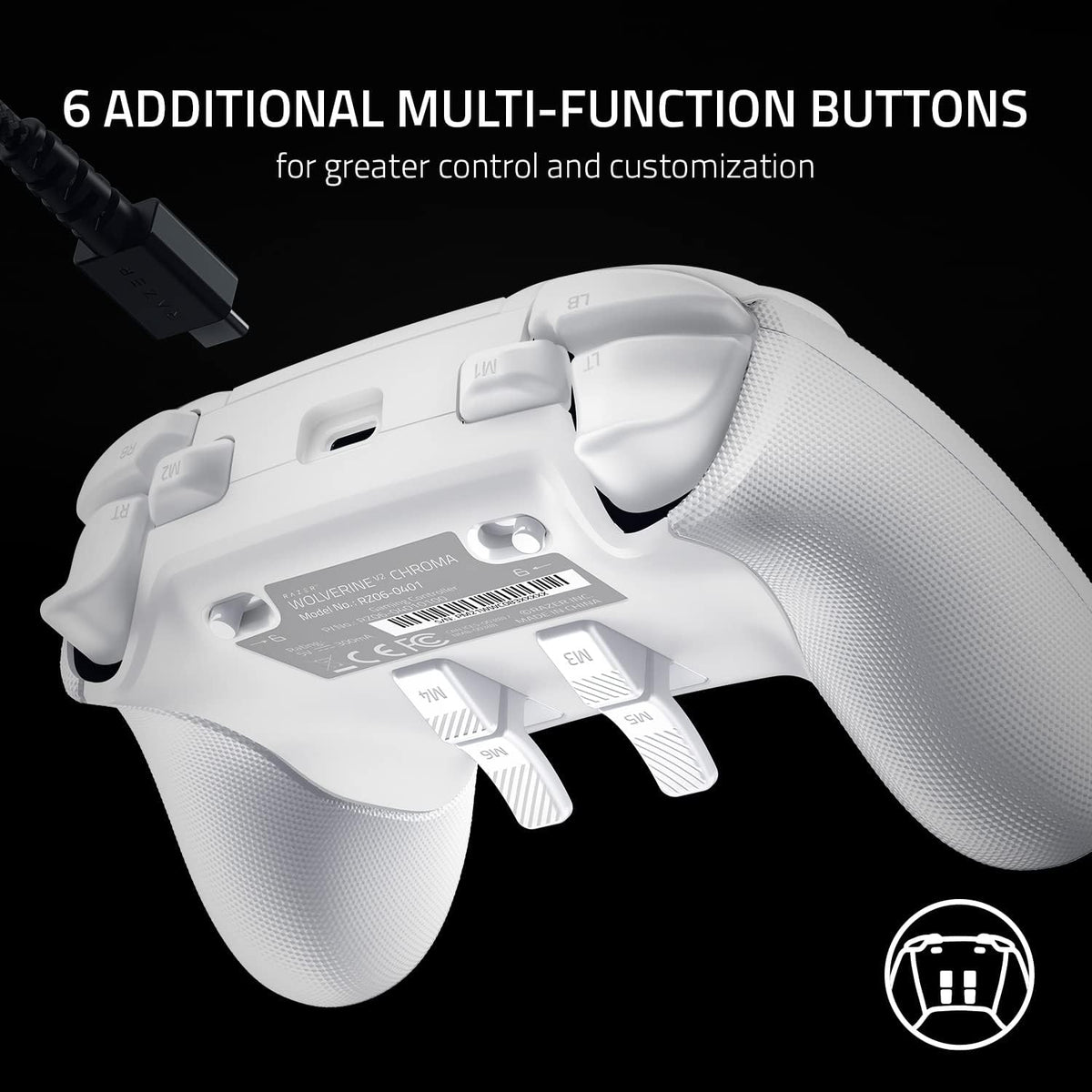 Razer Wolverine V2 Chroma Wired Gaming Pro Controller for Xbox Series X|S, Xbox One, PC — White — product image 4