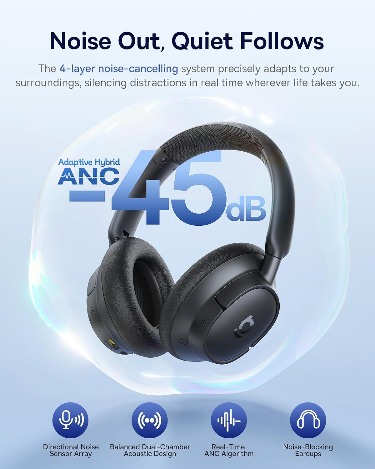 Baseus Bass BH1 NC Noise-Cancelling Headphones — Black