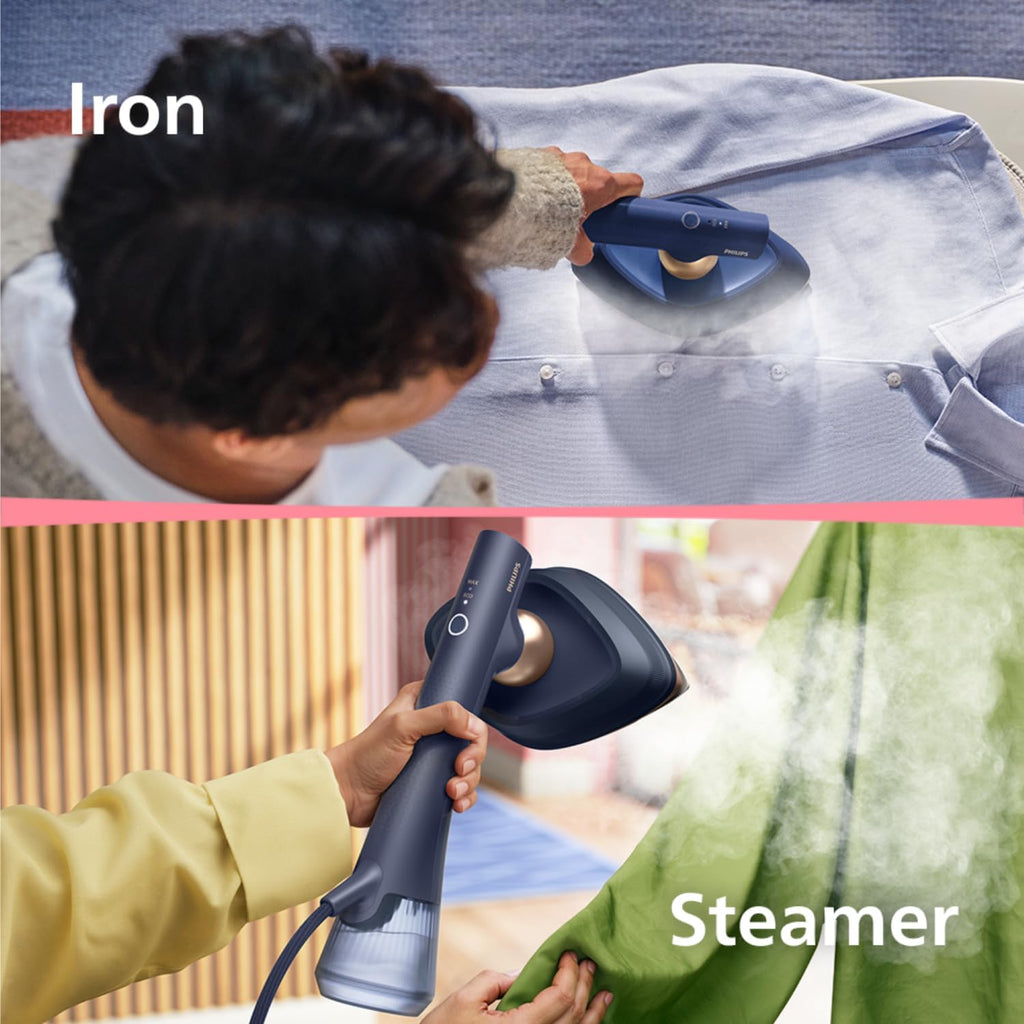 Philips OneTurn Iron & Steamer, 1800W, 45g/min Steam Rate, 90g Steam Boost — dark blue