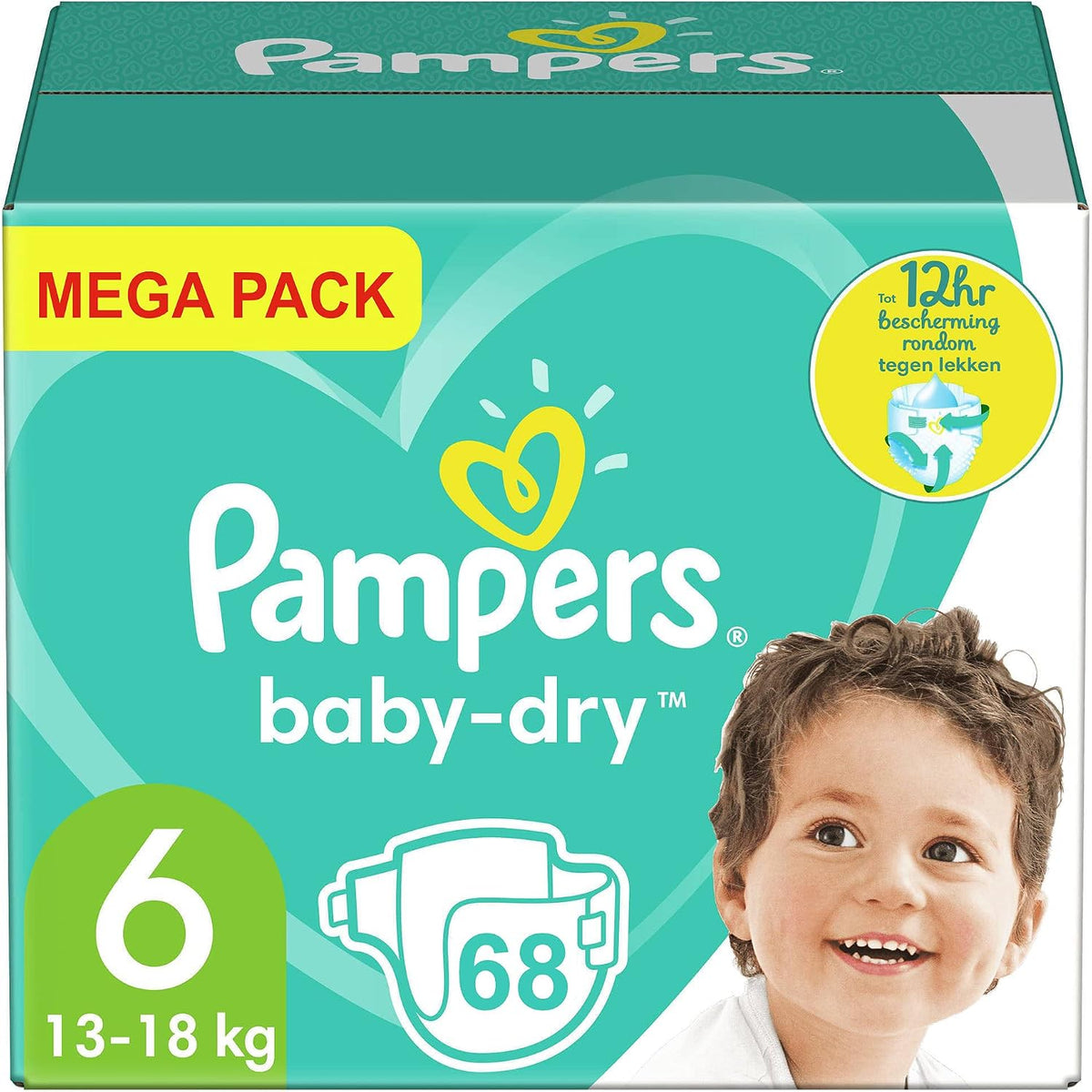 Pampers - Baby-Dry Diapers Size 6, for Babies 13-18 kg - 68 Pieces