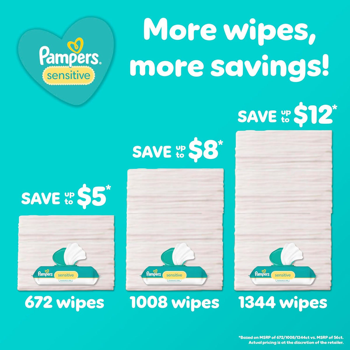 Pampers Sensitive Baby Wipes - Unscented - 192 ct