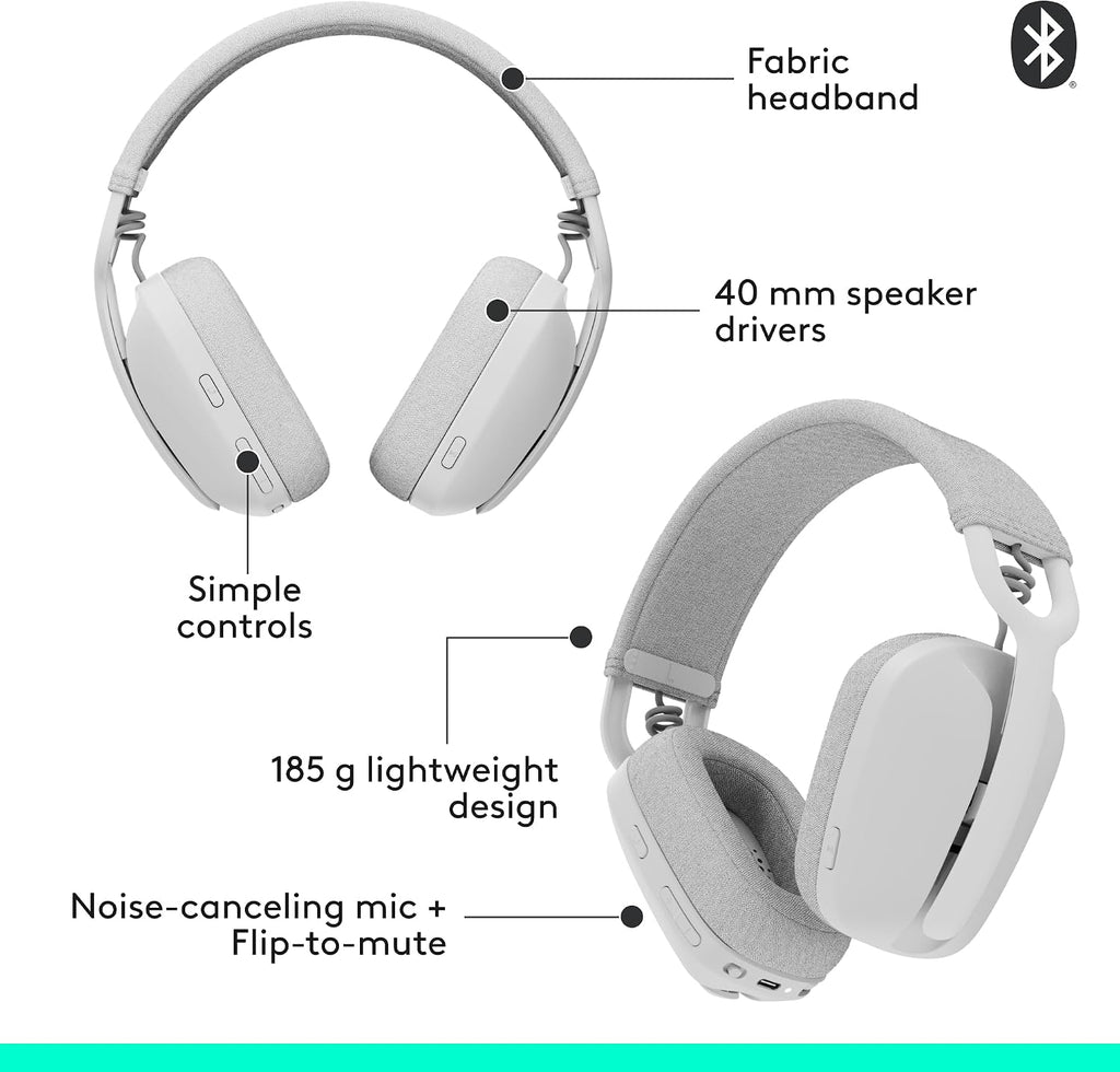 Logitech Zone Vibe 100 Headset — Off White