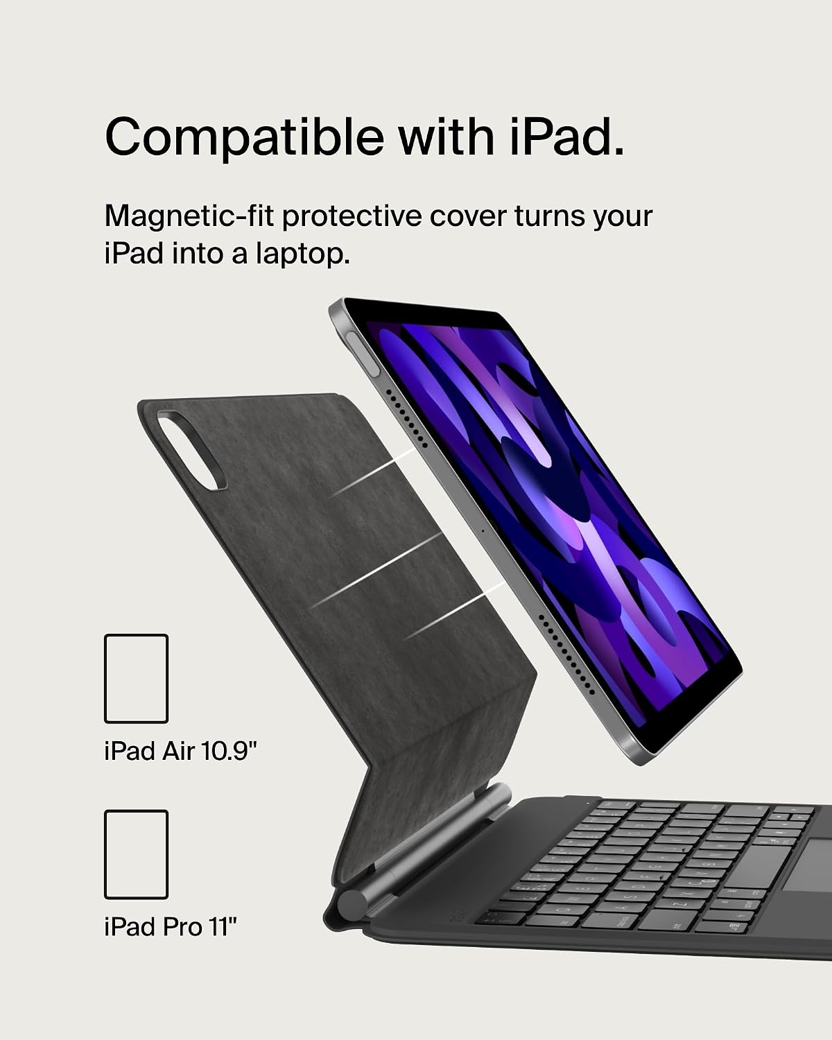 Belkin Pro iPad Keyboard Case with Magnetic Stand, Backlit Bluetooth Keys, Trackpad Gestures, Apple Pencil Holder, Premium Leather Cover, QWERTY, Media Controls, For iPad Air 11” M3/M4, Pro 11”