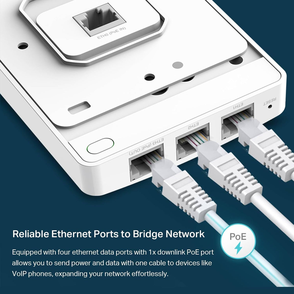 TP-Link EAP235-Wall Omada AC1200 in-Wall Wireless Gigabit Access Point MU-MIMO & Beamforming PoE Powered Quick Installation SDN Integrated Cloud Access & Omada app White