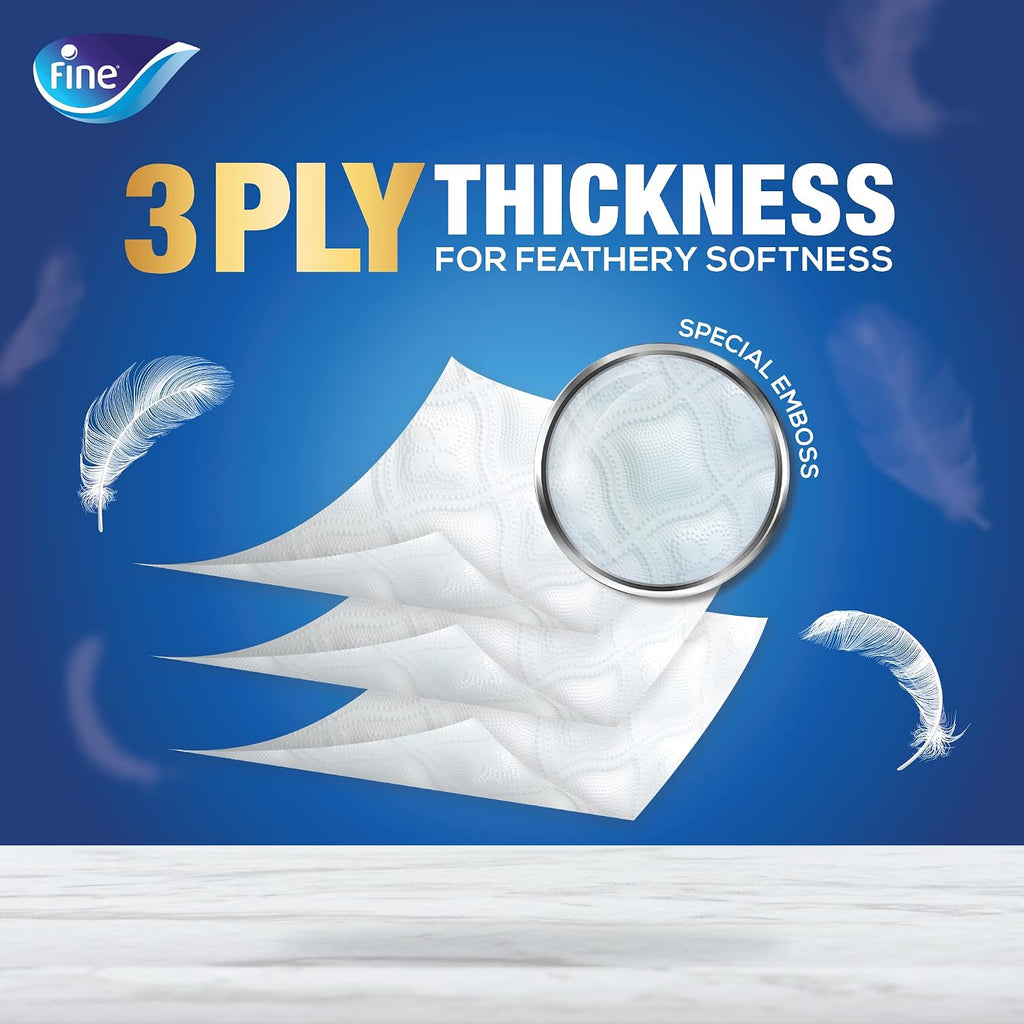 Fine Deluxe Toilet Tissues Paper 24 Rolls, 140 sheets x 3 Ply (Pack of 2) — additional view 4