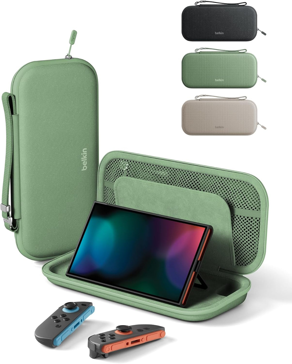 Belkin Gaming Nintendo Switch Case Travel Bag with AirTag Holder & Game Card Storage Pocket - Portable Lightweight Carrying Case with Hard Shell & Soft Interior