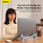 Baseus Laptop Stand for Desktop, Adjustable Ergonomic Portable Holder,4-Gear Adjustable — For Laptop (4-Gear Adjustable) — Grey