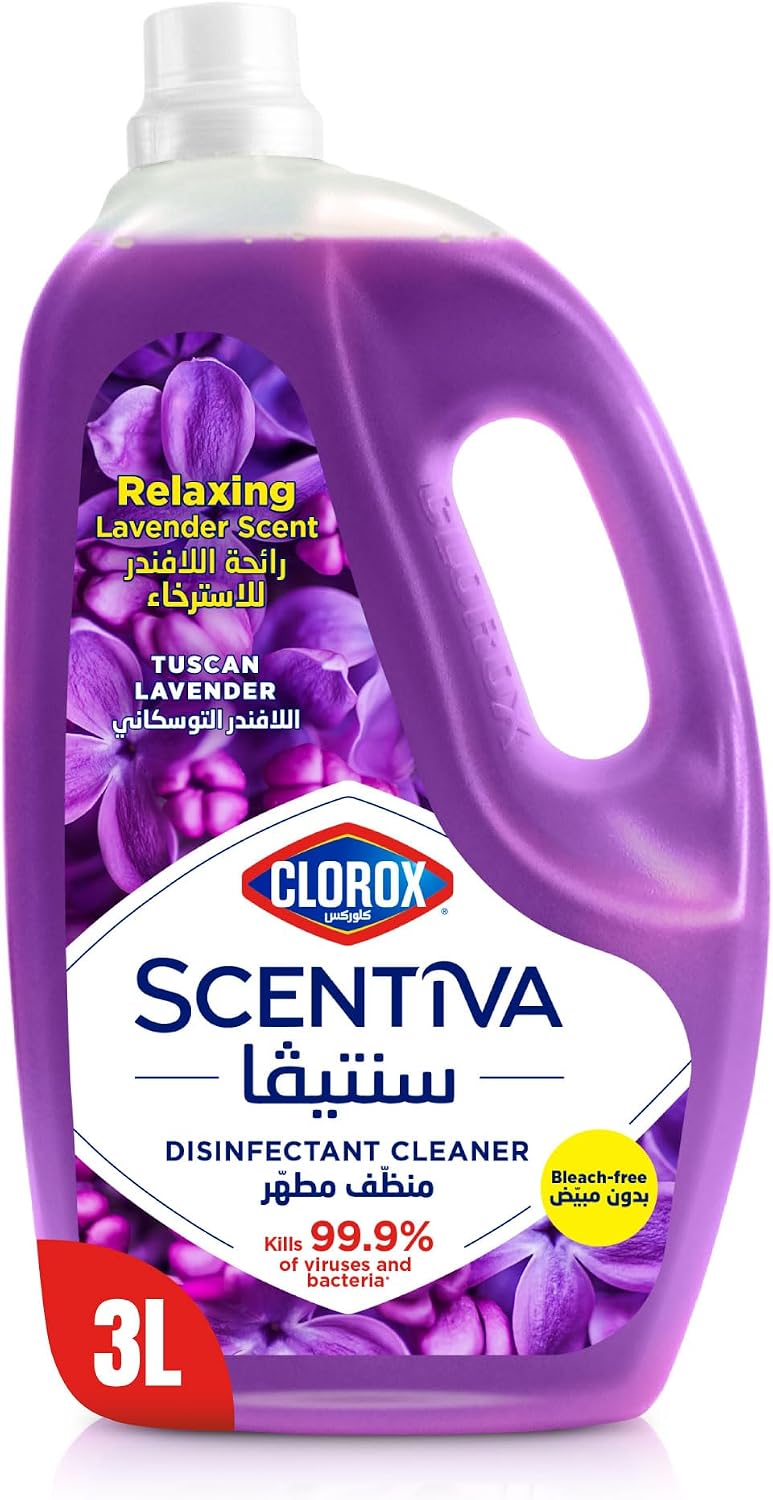 Clorox Scentiva Disinfectant Floor Cleaner 3L, Tuscan Lavender, Kills 99.9% of Viruses and Bacteria, Bleach Free — front product image