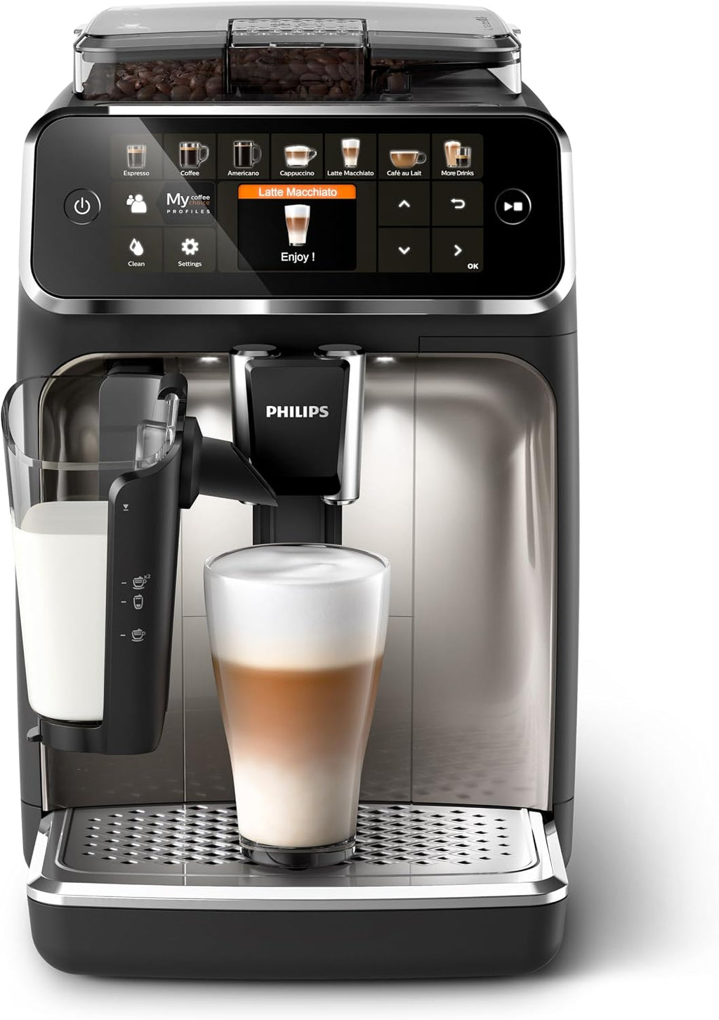 Philips Fully Automatic Coffee Machine, 20 Hot & Cold Beverages, 4 Profiles — Black