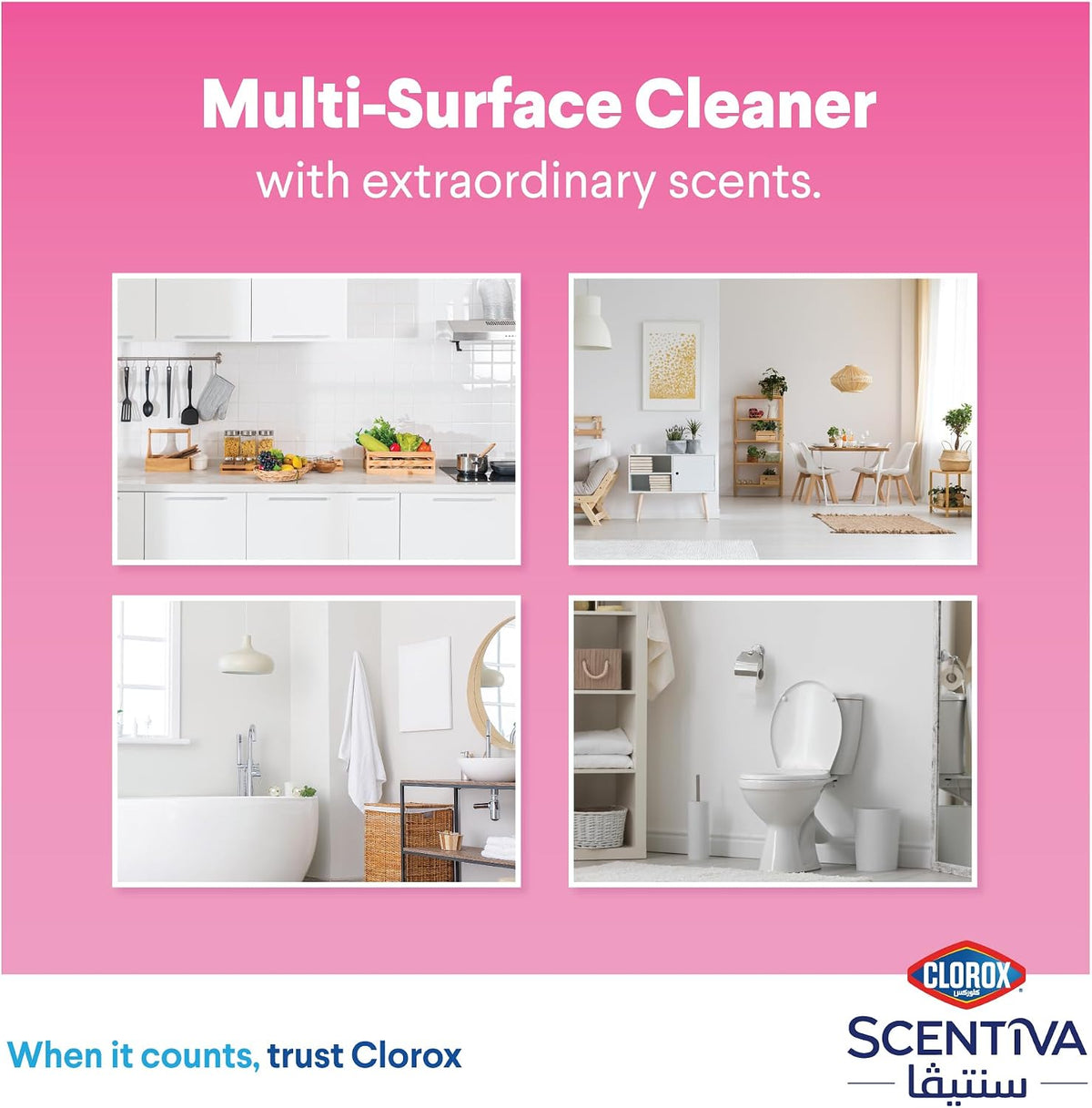 Clorox Scentiva Multi Surface Spray Cleaner 500ml, Japanese Spring Blossom, Bleach Free, Kills 99.9% of Viruses and Bacteria — additional view 4