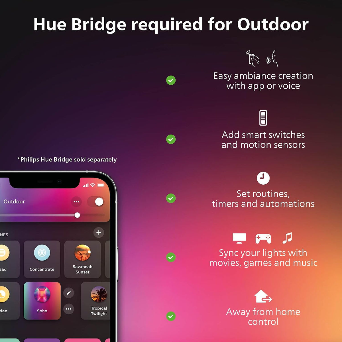 Philips Hue Lily White and Colour Ambiance Led 3X Spotlight Base Unit: Smart Outdoor Lighting for Garden, Works with Alexa, Google Assistant and Apple Homekit — Multicolor
