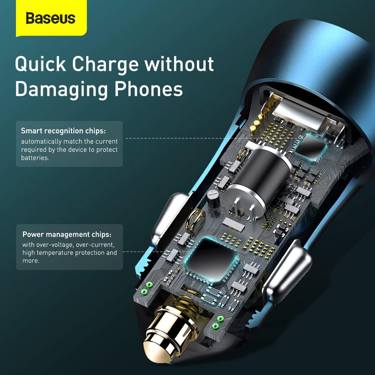 Baseus Car Charger 40W USB C Adaptor, PD 3.0 QC 4.0 Phone Fast Charging With Simple Wisdom Data Cable Type-C to Lightning Cable 1M — Blue