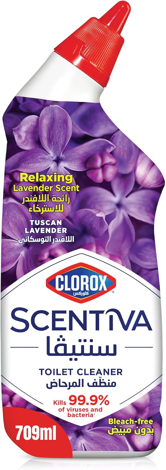 Clorox Scentiva Toilet Cleaner 709 ml, Tuscan Lavender, Bleach Free, Kills 99.9% of Viruses and Bacteria — front product image