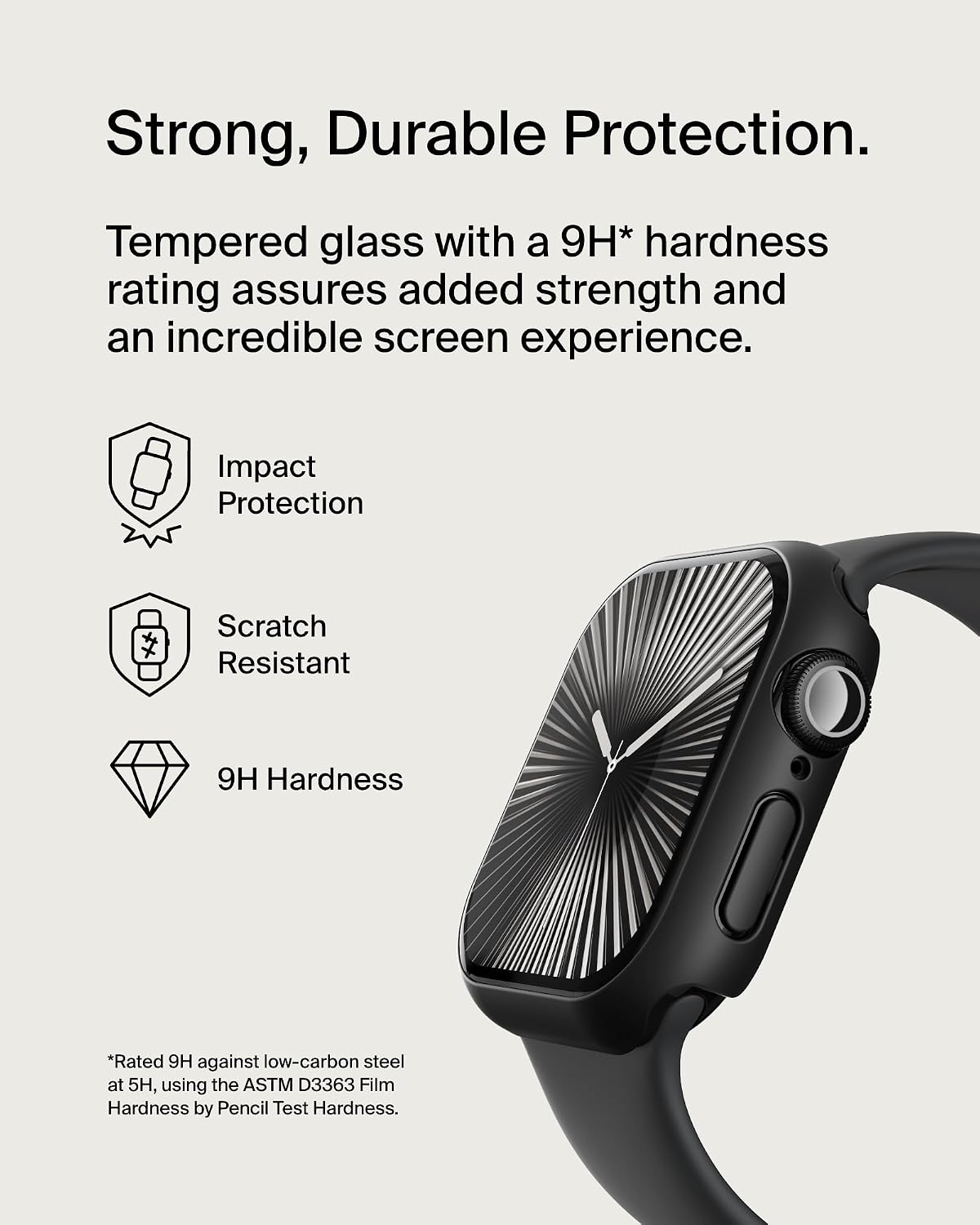 Belkin ScreenForce TemperedCurve 2-in-1 Apple Watch Screen Protector for Series 10 (42mm), Apple Watch case with 360˚ protection and protective bumper, tempered glass screen protector - black