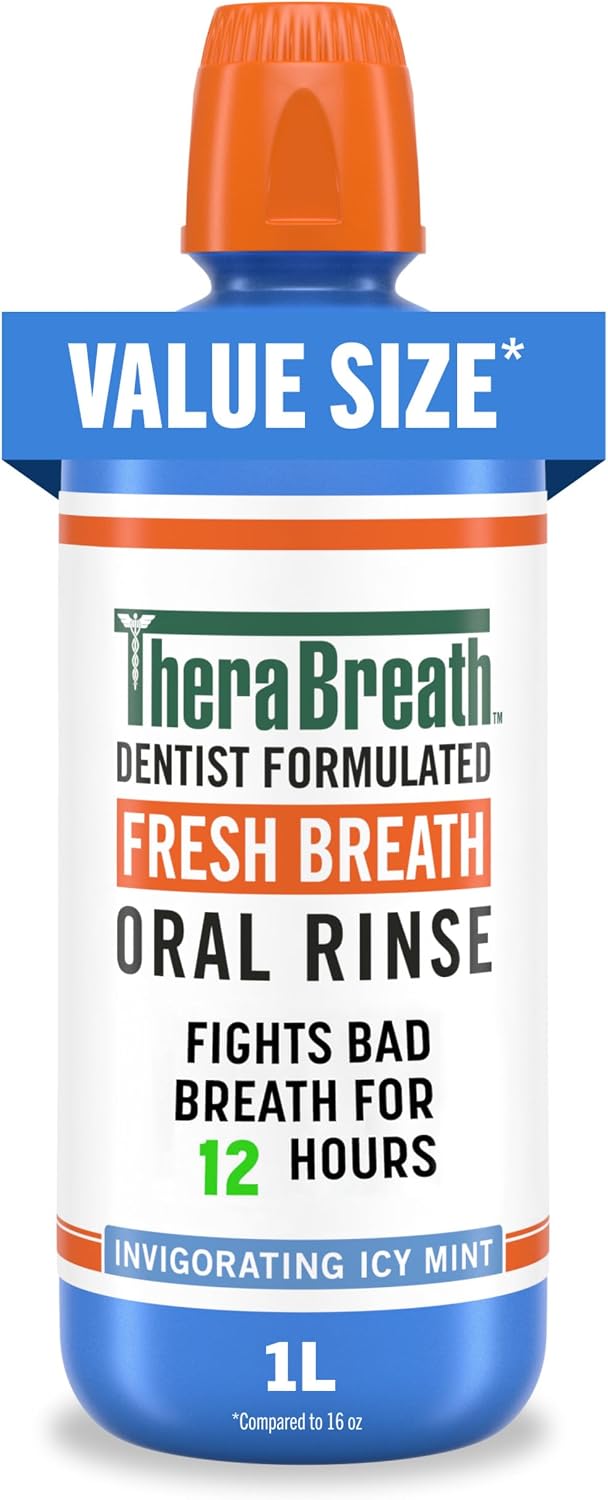 TheraBreath Fresh Breath Oral Rinse, Icy Mint, 1 L — front product image