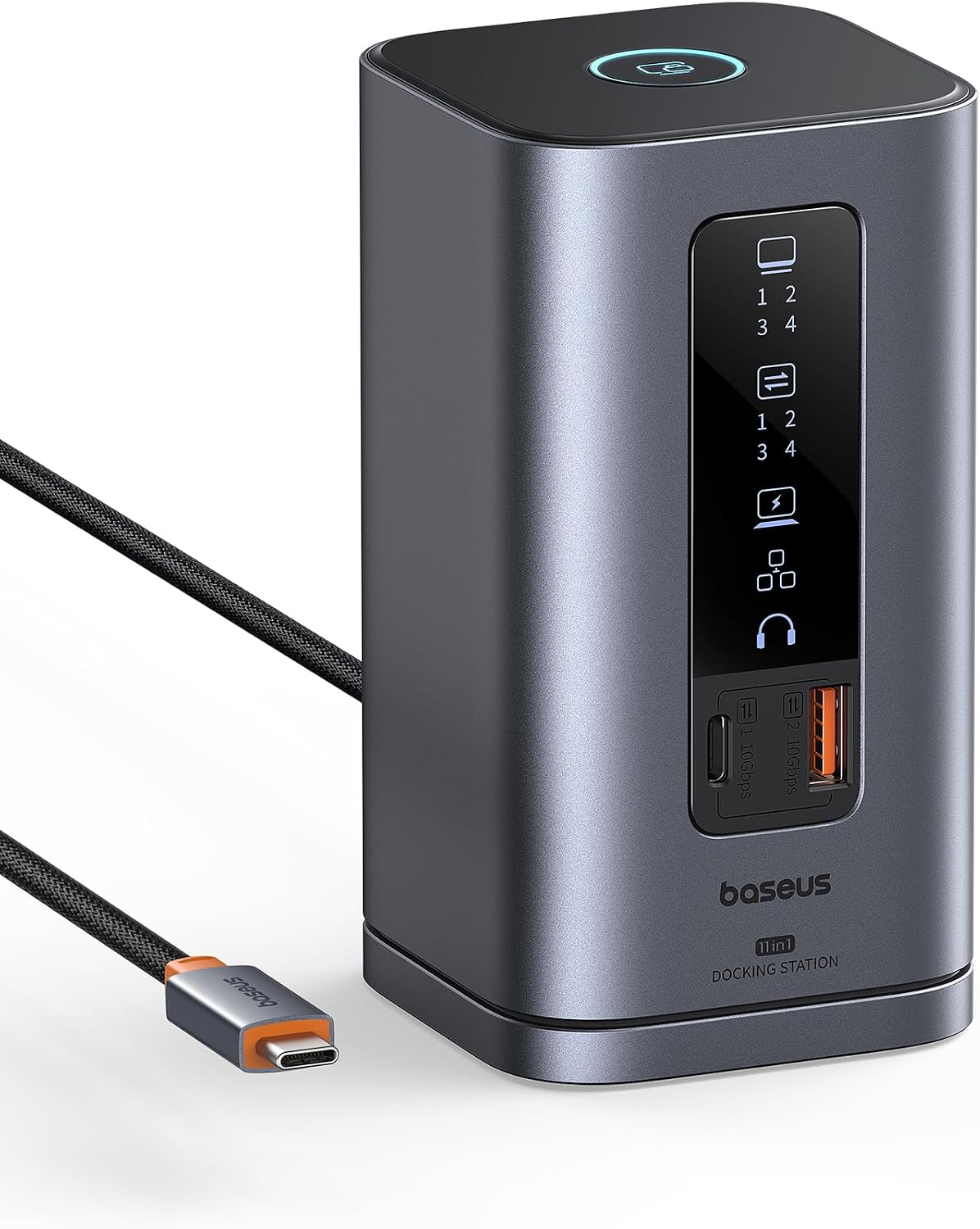 Baseus Docking Station Spacemate Series 11-in-1 Docking Station 3 Monitors with 2 x HDMI 1 x DP 4K @ 60Hz, 3 x USB-A/C 10Gbps, 1Gbps Ethernet, 100W PD — All Grey