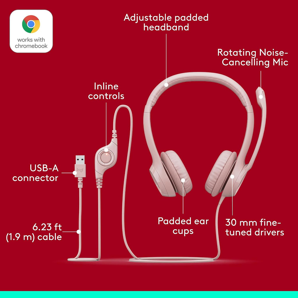 Logitech H390 Headset — Rose