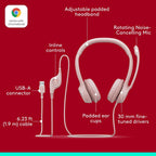 Logitech H390 Headset — Rose