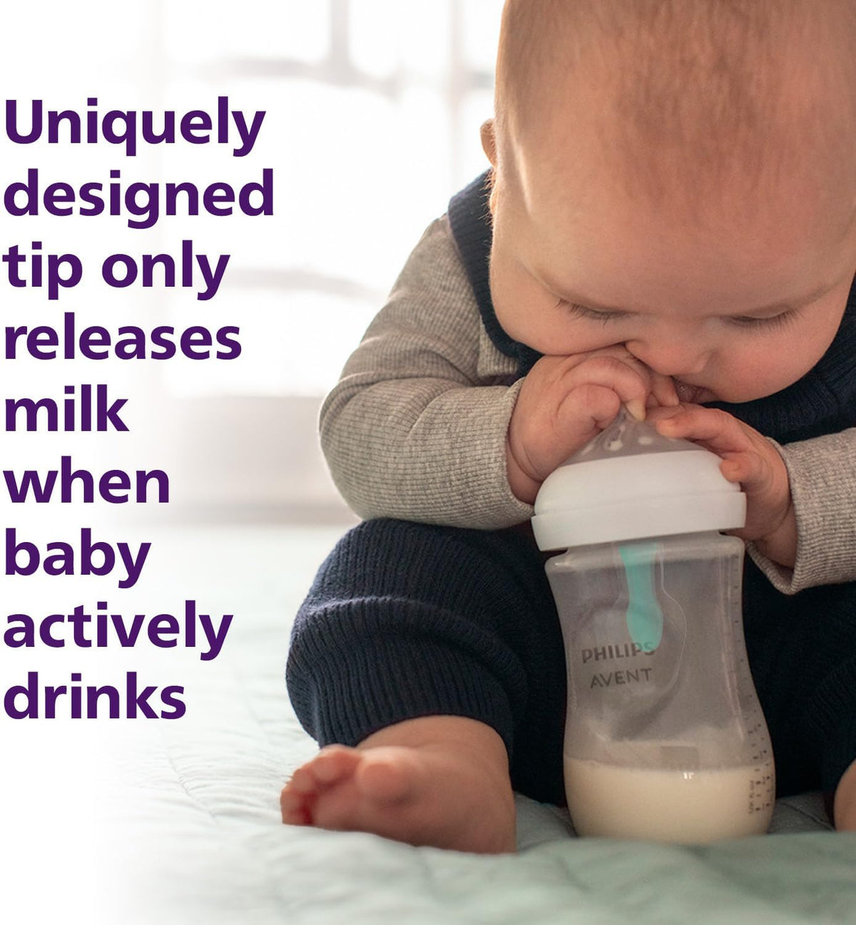 Philips AVENT Natural Response Baby Bottle with AirFree Valve, 260 ml, BPA-Free, for Newborns from 1 Month (Model SCY673/01) — Clear