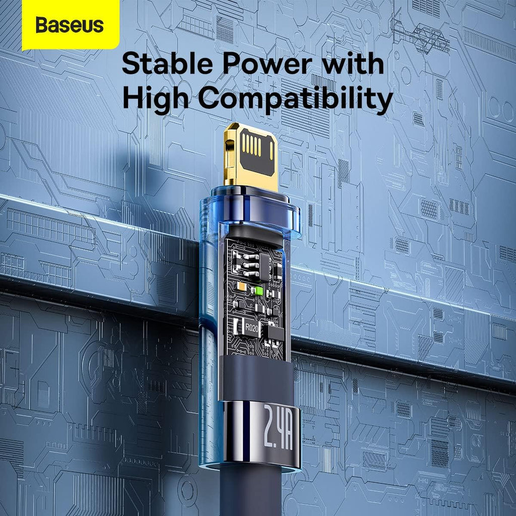 Baseus Explorer Auto Power-Off USB-A to Lightning Cable 2.4A — 1m — Blue