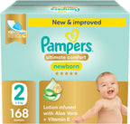 Pampers Ultimate Comfort Premium Taped Diapers 3-8kg Size 2 GP 168 Count