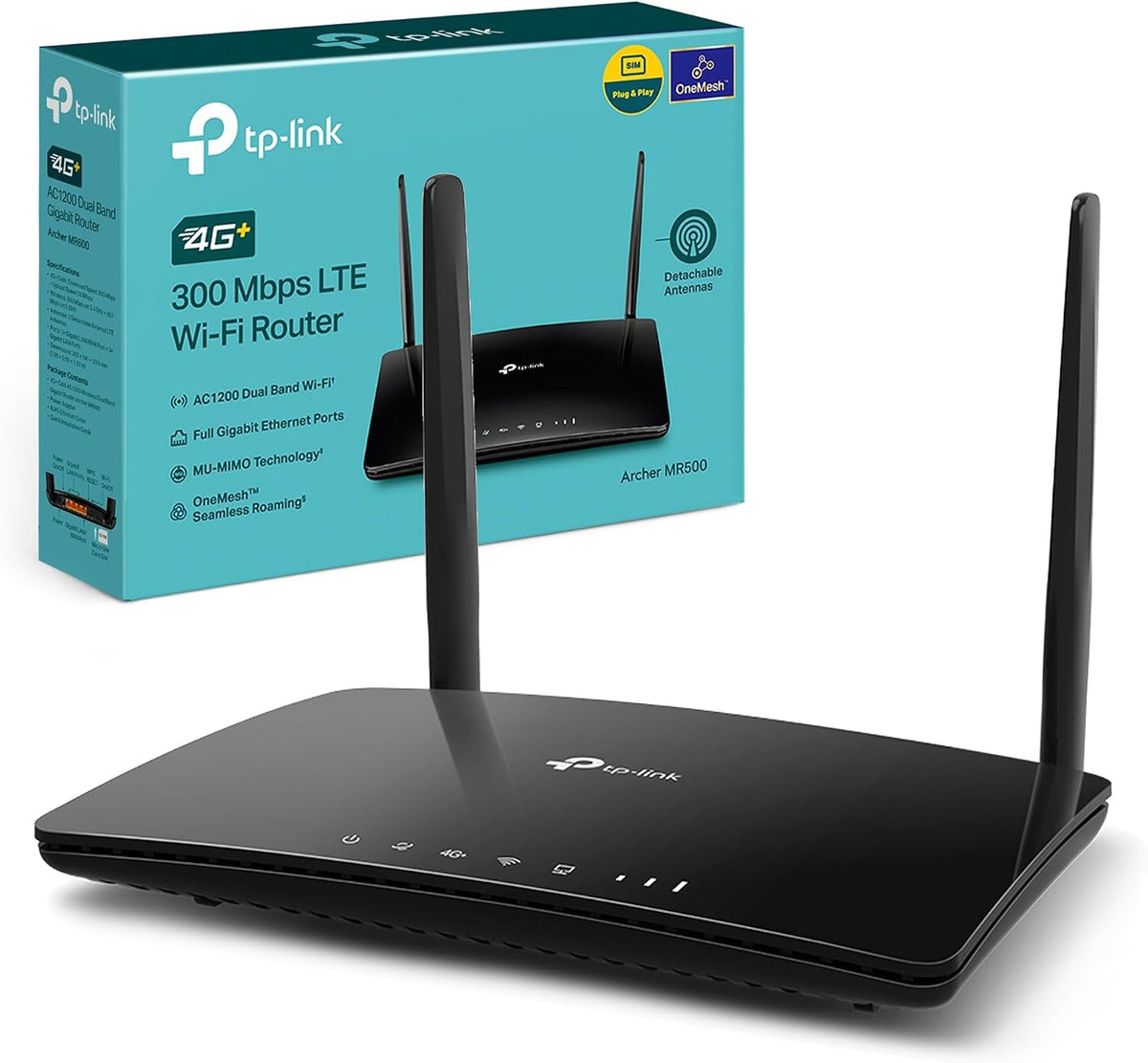 TP-Link AC1200 4G+ Cat6 Wireless Dual Band Gigabit Router, 4G Network SIM Slot Unlocked, with MU-MIMO technology, Black