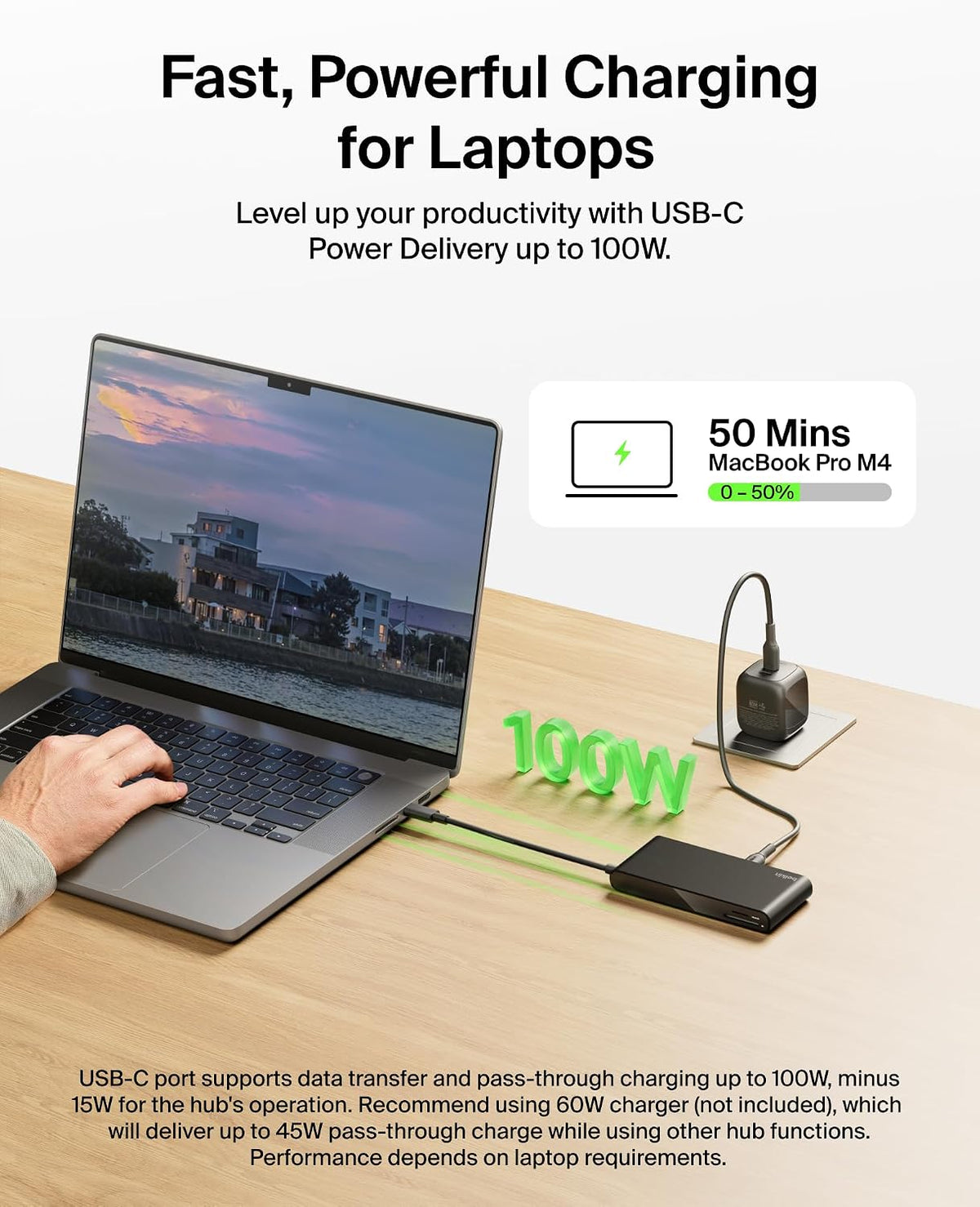 Belkin Connect 8-Port USB C Hub, Supports Display w/Resolutions up to 4K@60Hz - Works with Mac, Windows, and Chromebook - 100W PD w/ 10Gbps Data Transfer Speeds & 2.5Gbps Ethernet - Black