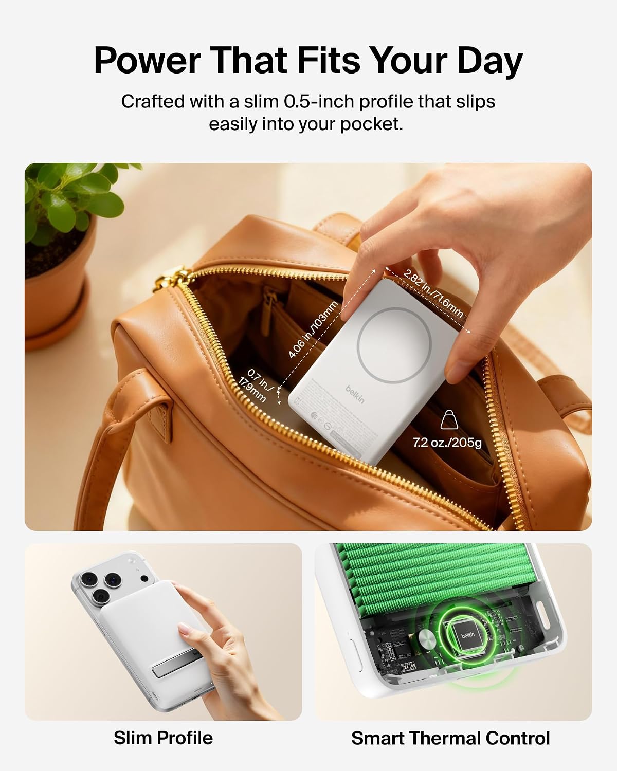 Belkin BoostCharge 10000mAh Slim Magnetic Power Bank with Kickstand - White