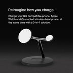 Belkin BoostCharge Pro 3-in-1 Wireless Charger with Qi2 for iPhone 17, Air, 16, 15, 14, 13, 12 + Apple Watch + AirPods + Pixelsnap, 15W MagSafe Compatible Charging Station - Black
