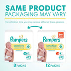 Pampers Sensitive Baby Wipes, Unscented, Fragrance Free, Clinically Proven, Water Based, Hypoallergenic, Multi-Use, Hand Wipes, 672 Wipes Total (12X Flip-Top Packs)