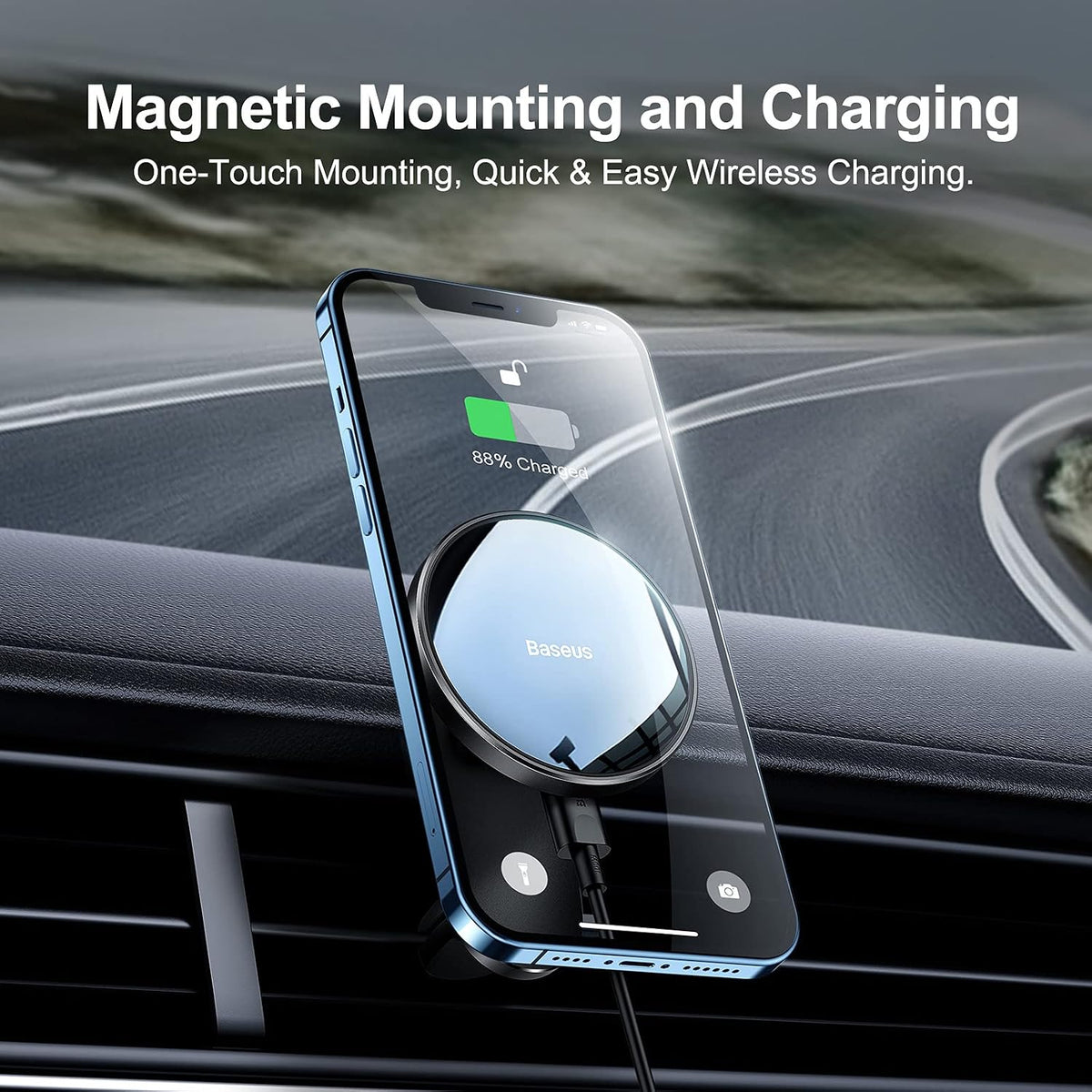Baseus WXJN-01 Magnetic Car Wireless Charger 15W — Black