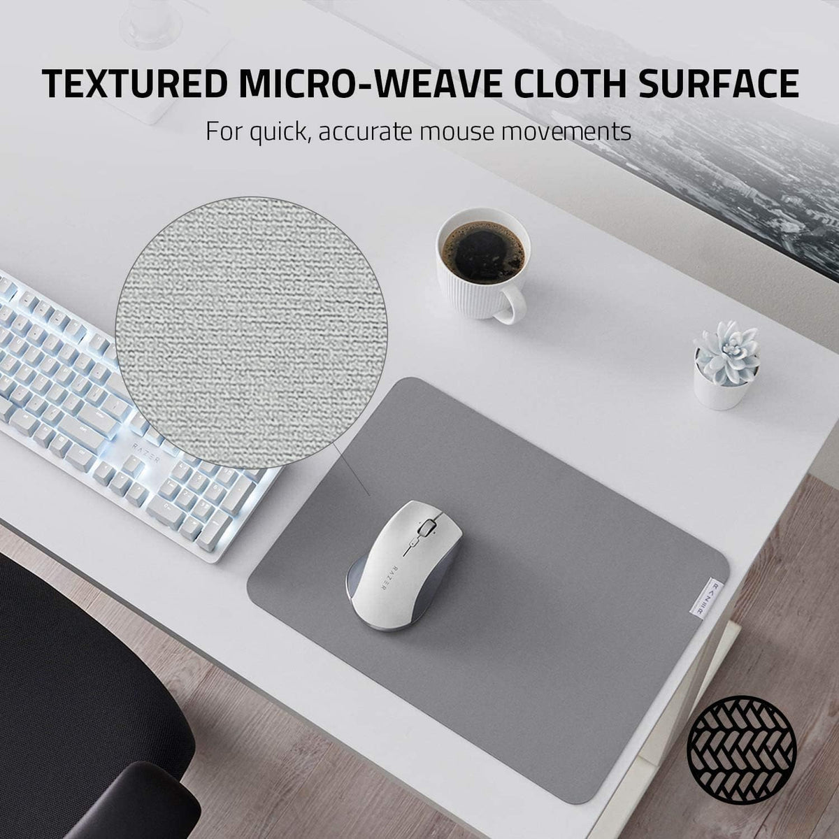 Razer Pro Glide Soft Mouse Mat For Office Comfort And Productivity (Textured Fabric Surface — Gray — product image 5