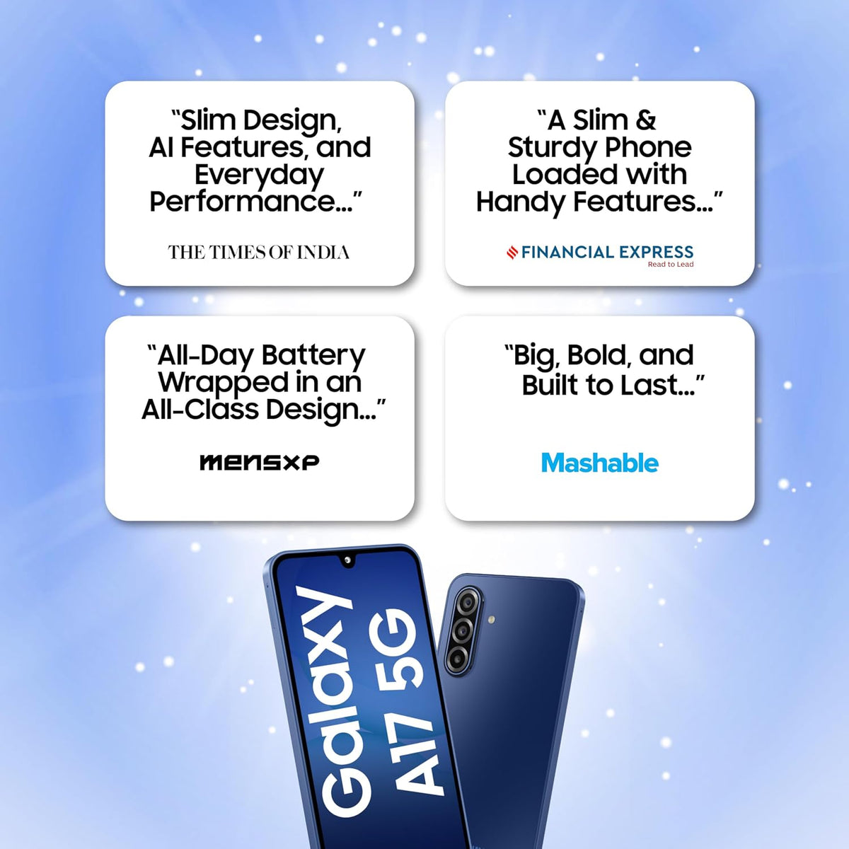 Samsung Galaxy A17 5G Blue 6GB RAM 128GB Storage Android Smartphone without Charger 6x OS Upgrades Large Display 50MP OIS Camera Indian Version