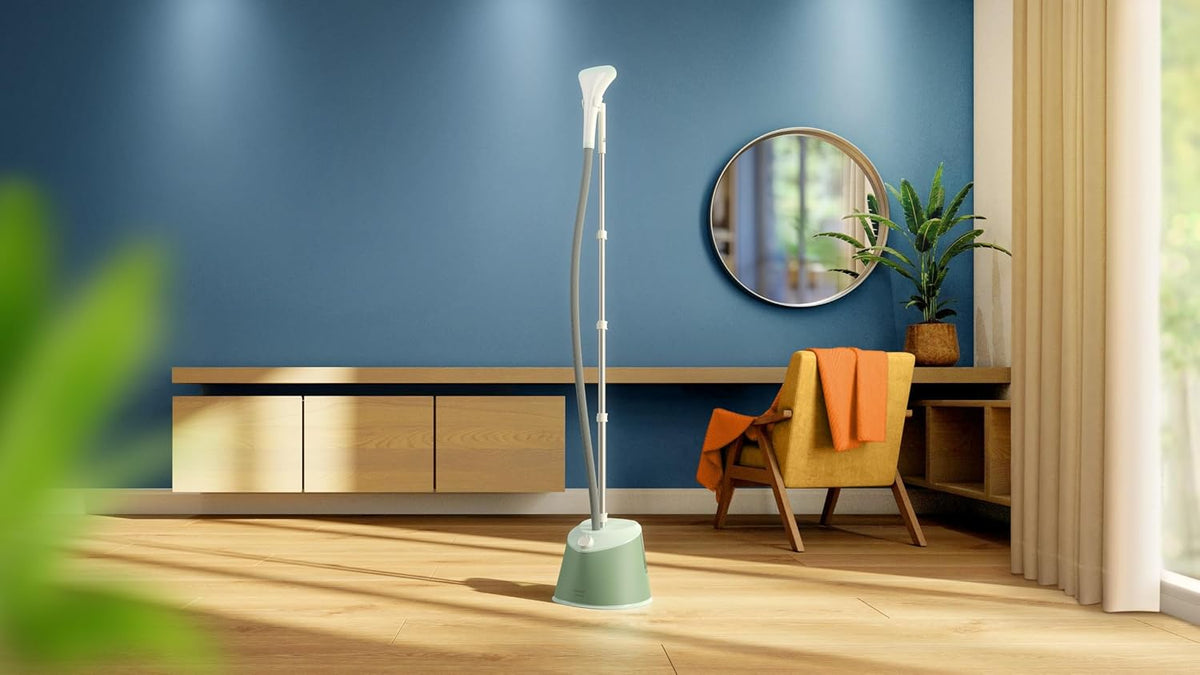 Philips Stand Steamer 1600W, 32g/min Continuous Steam, Ready in 45 Seconds — Desert Green