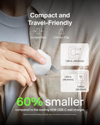 Belkin Compact Wall Charger 45W + USB-C to USB-C Cable, Fast Charging for Apple iPhone 17, iPhone Air, iPhone 16 Serie, Samsung Galaxy S25, Google Pixel, iPad, AirPods & More - White