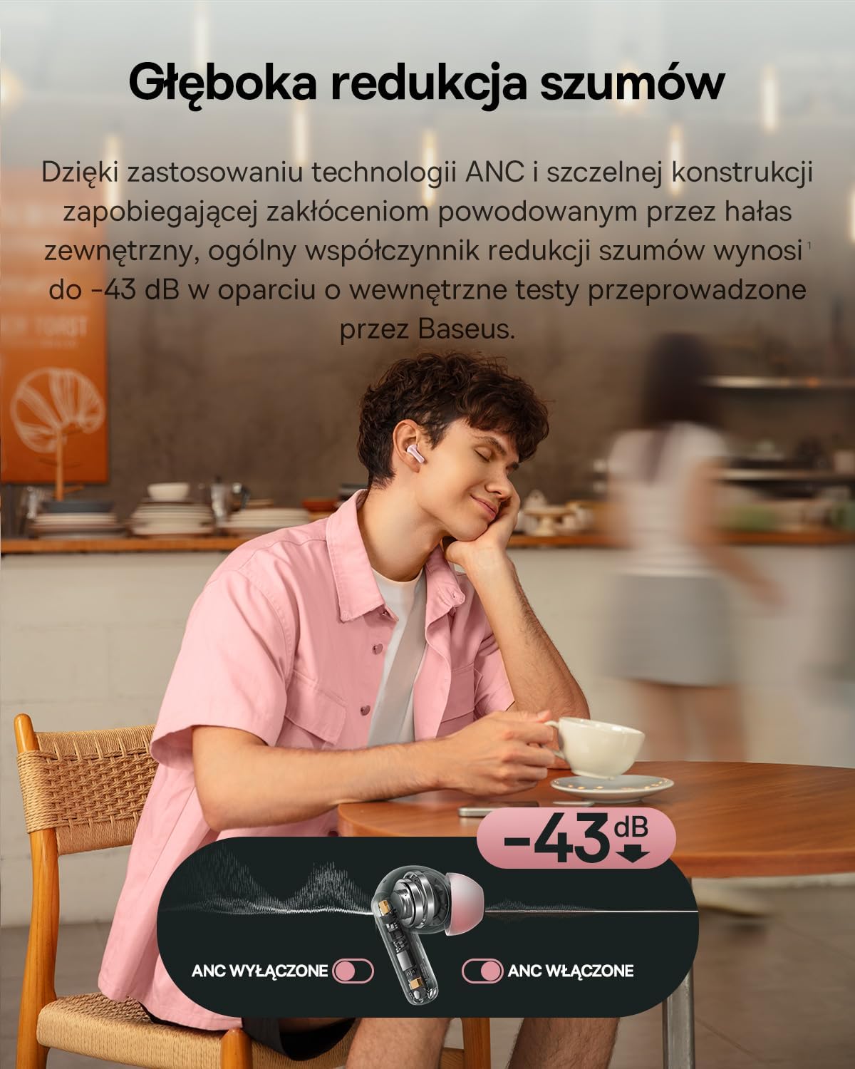 Baseus EP10 NC Wireless Earbuds — Pink