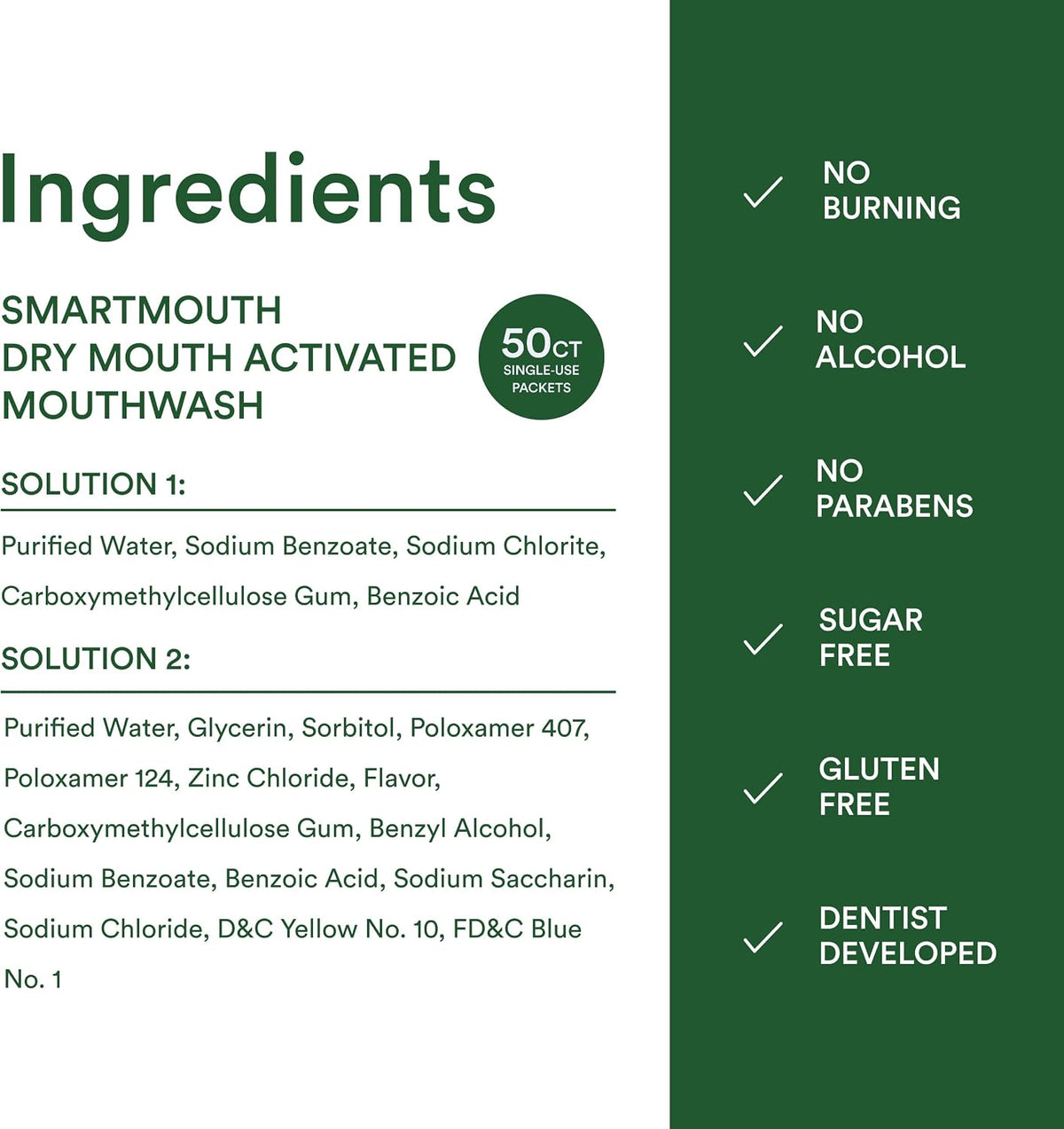 SmartMouth Dry Mouth Zinc Activated Mouthwash Single Packs, Mint, 50 Count — additional product view 7