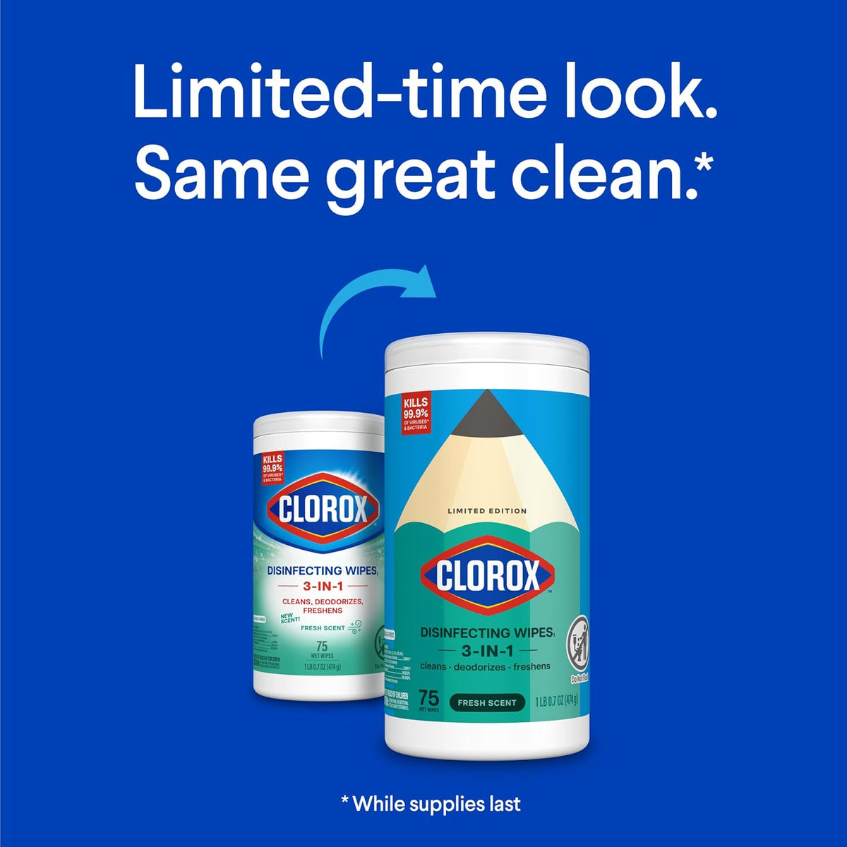 Clorox Disinfecting Wipes, 75 Wet Wipes, Fresh Scent, Kills Viruses and Bacteria, Bleach Free — additional view 2