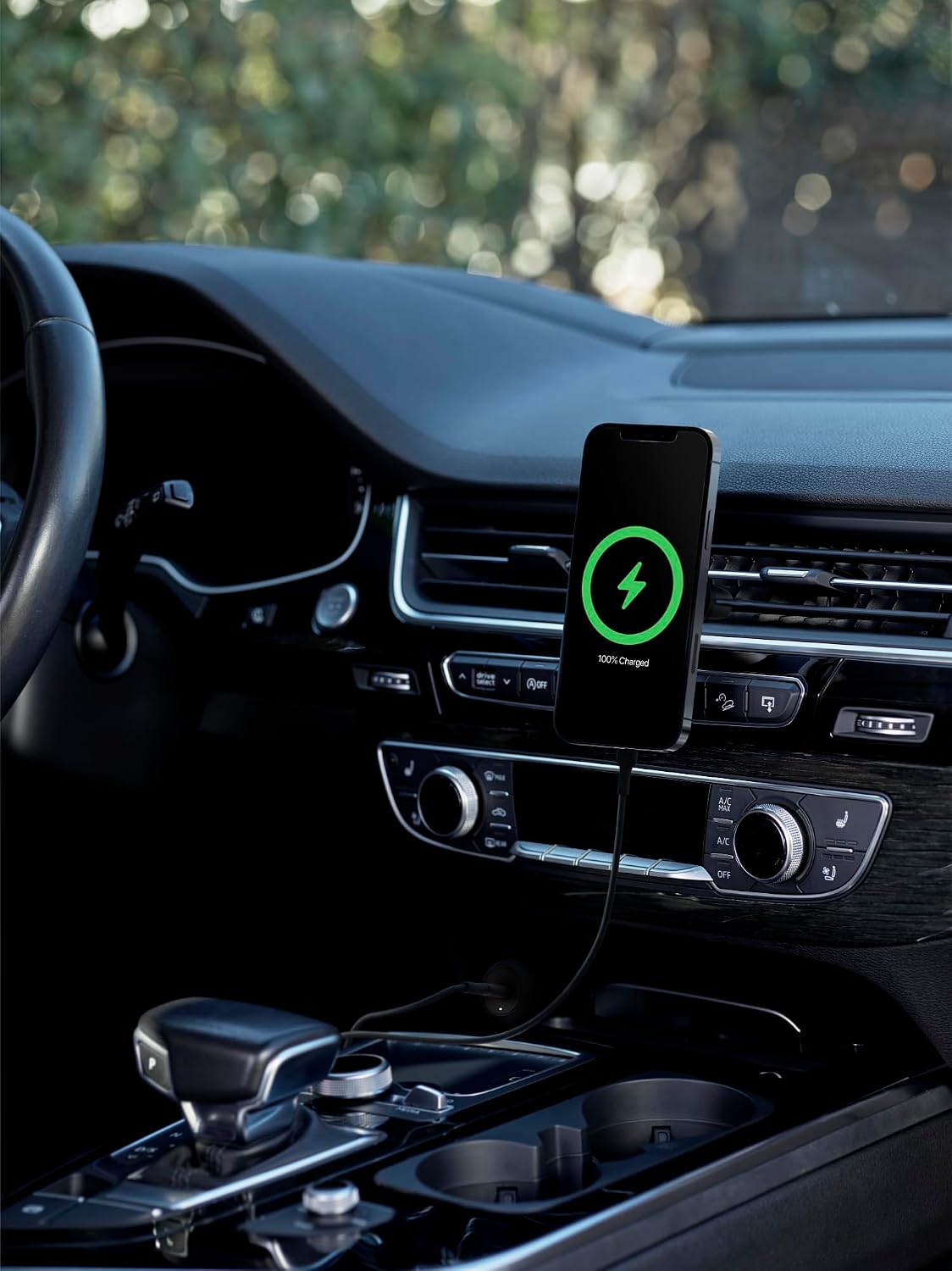 Belkin BoostCharge Wireless Charger, Magnetic Car Charger, Phone Mount Holder Compatible with MagSafe Enabled iPhone 16, 15, 14, 13, 12, Mini, Plus, Pro, Pro Max and More (Cable and Charger Included)