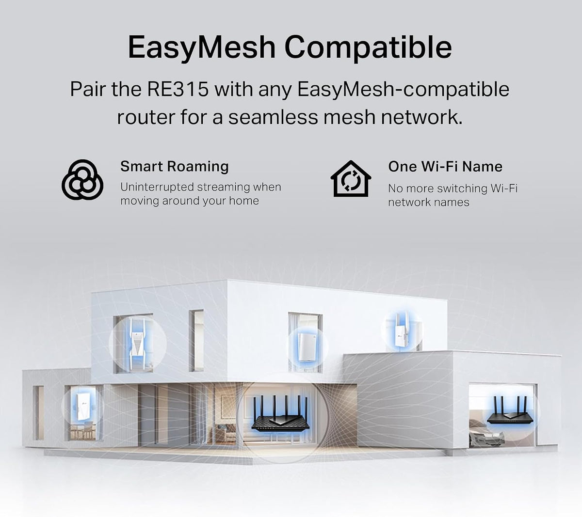 TP-Link AC1200 WiFi Extender, 2024 Wirecutter Best WiFi Extender, 1.2Gbps home signal booster, Dual Band 5GHz/2.4GHz, Covers Up to 1500 Sq.ft and 30 Devices,support Onemesh, One Ethernet Port (RE315)