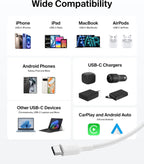 Belkin Eco Braided USB-C to USB-C Cable (1M, 240W) - Soft, Flexible Fast-Charging Cable, Type C Charger Cord for iPhone 16, Galaxy S25, Pixel 9, MacBook, iPad Pro, & More - White (USB 2.0)