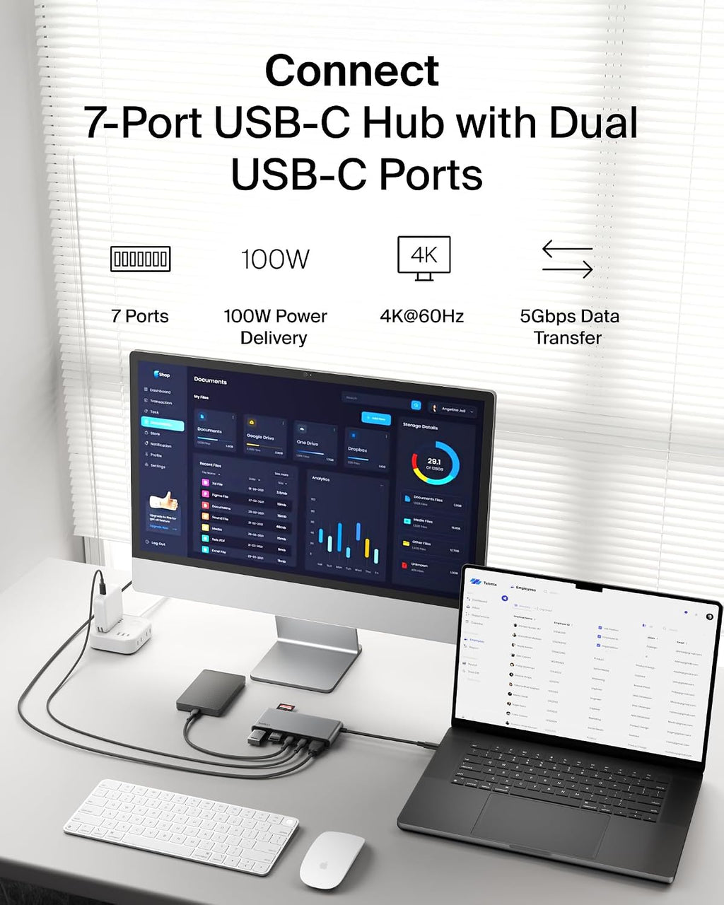Belkin USB C Hub, 7-Port Hub w/ 4K HDMI Display @ 60Hz, SD & MicroSD, 100W Power Delivery, Fast Data Transfer 5Gbps, USB C Multiport Adapter for MacBook, iPad Pro, Chromebook - HDMI 2.0 - Grey