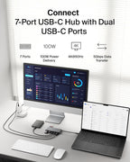Belkin USB C Hub, 7-Port Hub w/ 4K HDMI Display @ 60Hz, SD & MicroSD, 100W Power Delivery, Fast Data Transfer 5Gbps, USB C Multiport Adapter for MacBook, iPad Pro, Chromebook - HDMI 2.0 - Grey