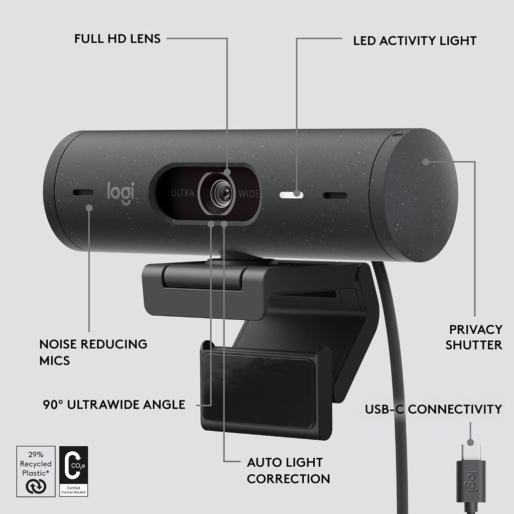 Logitech BRIO 500 Webcam and MK540 Combo Bundle — Black