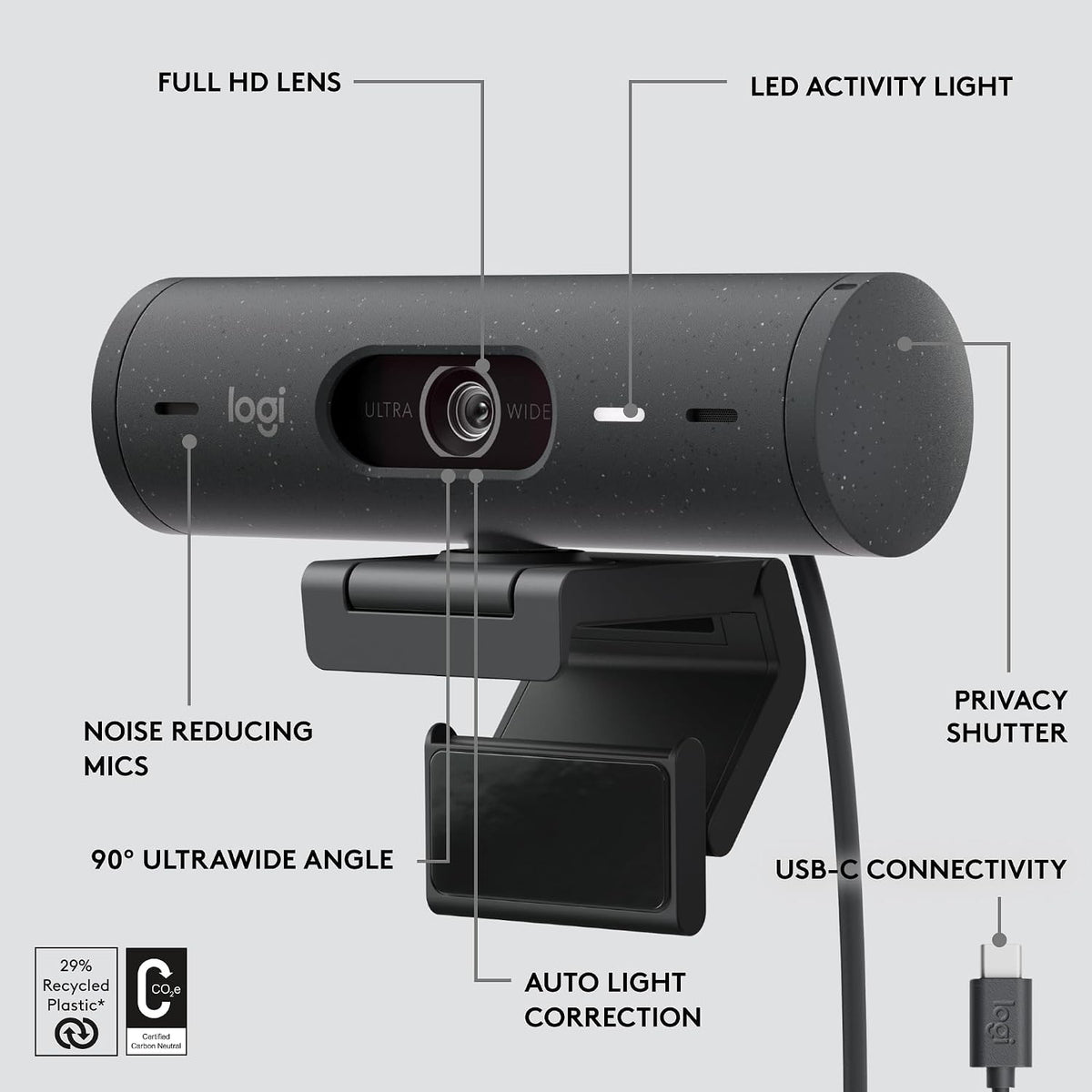 Logitech BRIO 500 Webcam and MK540 Combo Bundle — Black