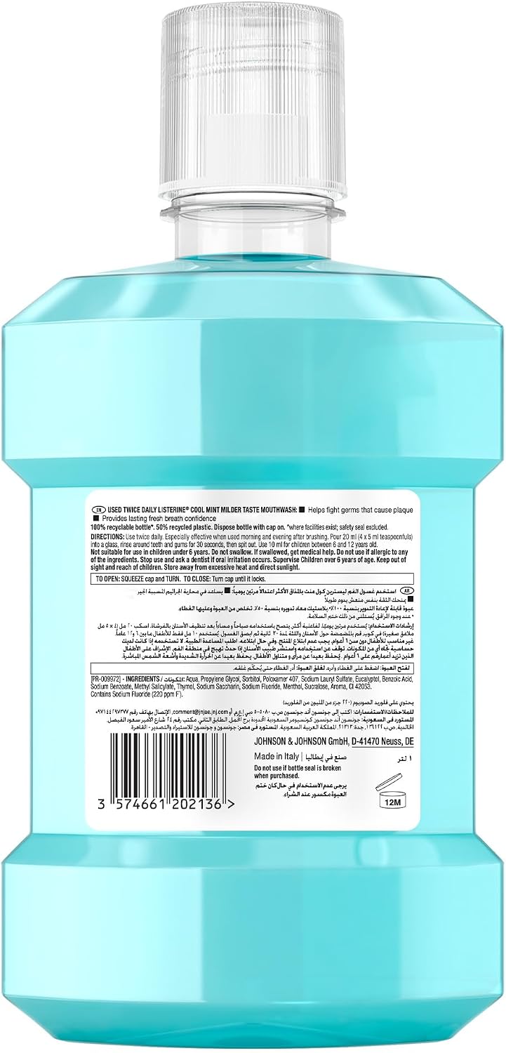Listerine Cool Mint Milder Taste Mouthwash, 1 L — additional product view 2