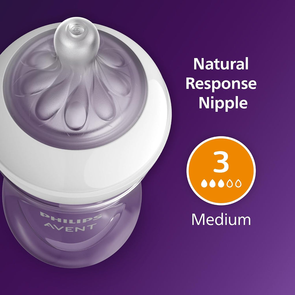 Philips Avent Natural Response Baby Bottles SCY903, 260ml, Pack of 4 — Clear