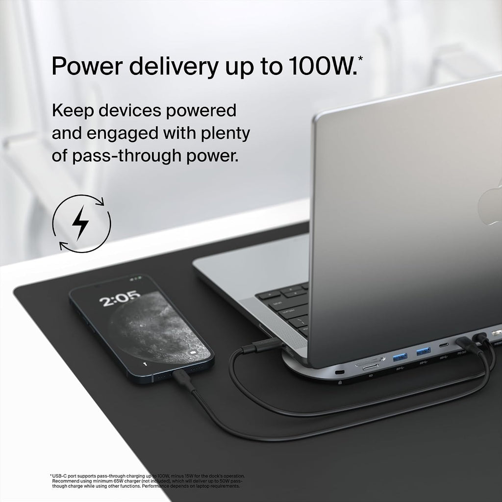 Belkin Connect 11-in-1 Universal USB-C Pro Dock w/ 3-Monitor Support, Silicon Motion Technology - Works with Mac, Windows, and Chromebook - 100W PD w/ 10Gbps Transfer Speeds & 2.5Gbps Ethernet