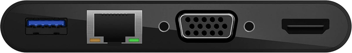 Belkin Usb C Multimedia Adapter Usb C Hub W/ Vga, 4K Hdmi, Usb 3.0, Ethernet Ports 100W Passthrough Power For Macbook Pro, Ipad Pro, Surface Pro, Chromebook More, Avc004